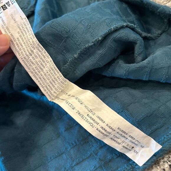 ZARA textured blue green mock turtleneck skater dress fit flare Sz M textured - Picture 12 of 12